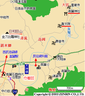 金刀比羅神社（日和田山）周辺の地図