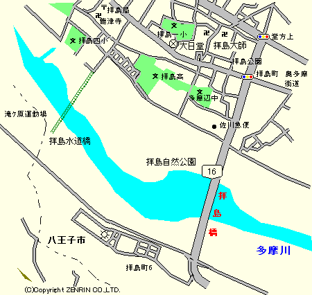 拝島橋周辺の地図
